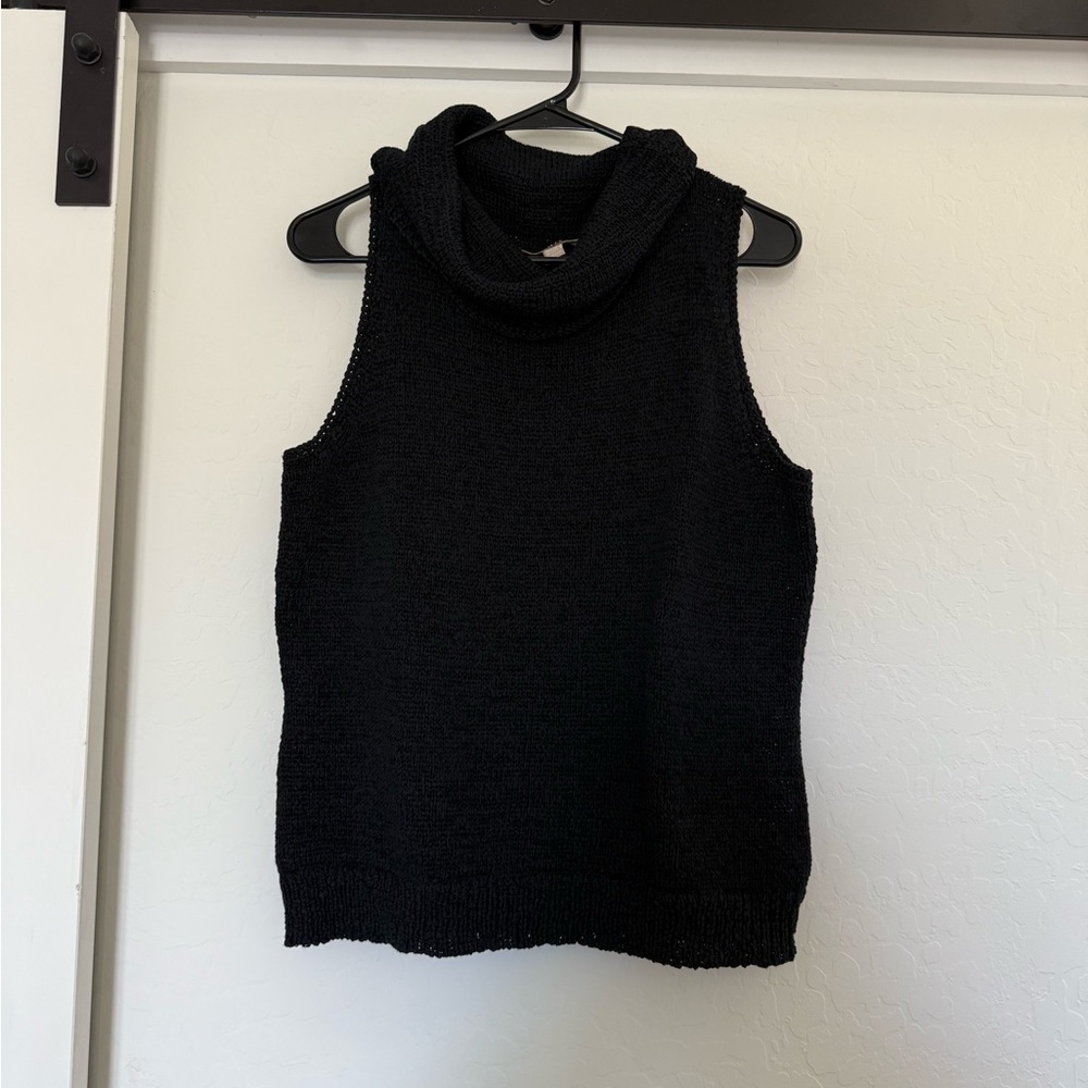 Vintage Finity Naturals Black Knit Sleeveless Cowl Neck Tank Top Vest Casual Lrg